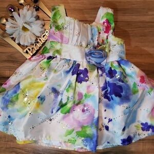 Youngland Baby Dress Sleeveless Size 12 Months Multicolor Special Occasion